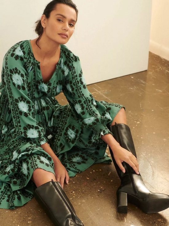 Omika Dresses & Skirts - Omika Size M Lisha Riviera Maxi Dress Emerald Green Floral Print